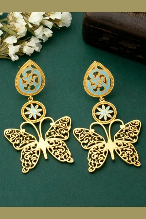 Alamod Gold Plated Contemporary Drop Earrings