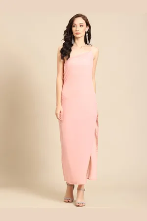 DODO & MOA Women Pink One Shoulder Scuba Bodycon Maxi Dress