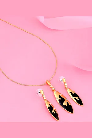ESTELE Gold Plated Classic Pendant Set with Crystals