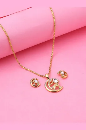 ESTELE Gold Plated Circlet Designer Pendant Set with Austrian Crystals