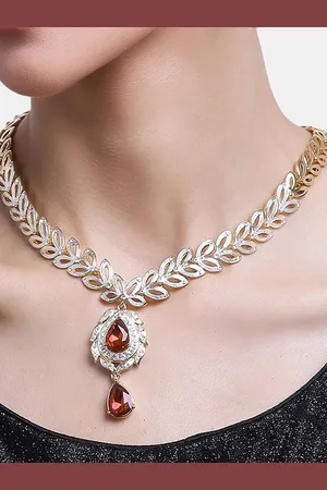 ESTELE Gold-Plated Crystals Studded Necklace