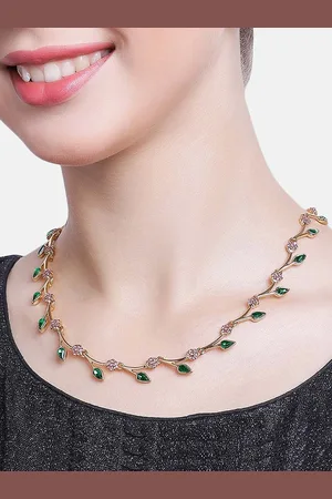 ESTELE Gold-Toned & Green Gold-Plated Necklace