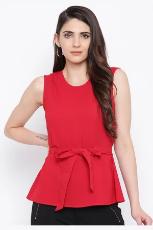 DODO & MOA Women Red Solid A-Line Top