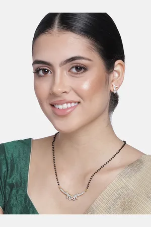ESTELE Gold Plated Clustered Little Heart Mangalsutra Necklace Set With Austrian Crystals