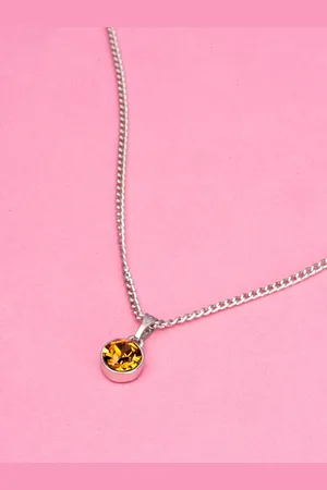 ESTELE Rhodium-Plated Stone-Studded Alloy Pendant With Chain