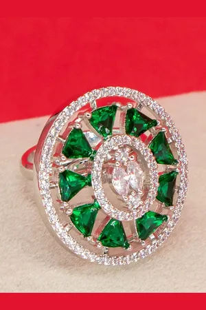 Manikya Jewellery Rhodium Plated Cubic Zirconia Studded Finger Ring