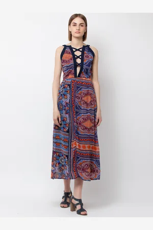 DODO & MOA Women Multicoloured Printed Fit and Flare Dress