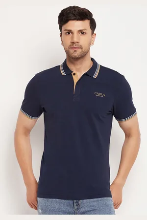CAMLA Contrast Trim Half Sleeve Polo Collar Cotton T-shirt
