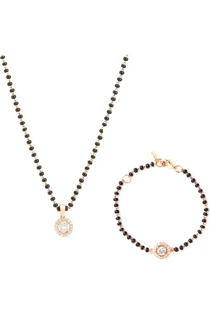 MINUTIAE Rose Gold Plated Crystal Studded Mangalsutra With Bracelet