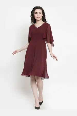 Color Cocktail WOMEN Maroon Georgette Dress
