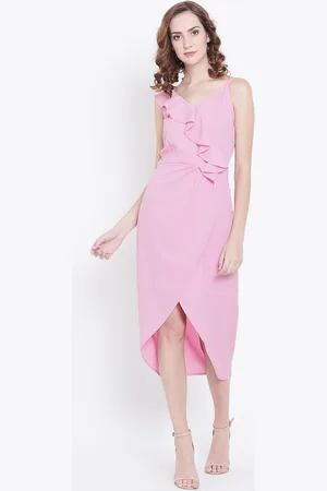 DODO & MOA Women Pink Solid Wrap Dress