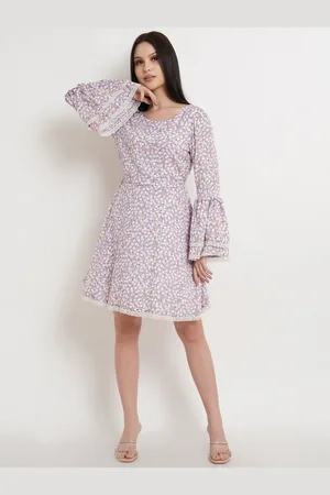 DODO & MOA Women Violet and Peach Floral Printed Dress