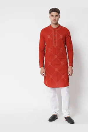 akheri Floral Embroidered Chikankari Detailed Mandarin Collar Pure Cotton Straight Kurta