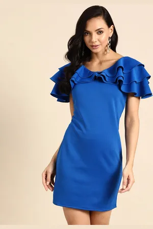 DODO & MOA Women Blue Scuba Sheath Dress