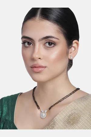 ESTELE Gold & Rhodium Plated CZ Glitter Circular Mangalsutra Necklace Set for Women
