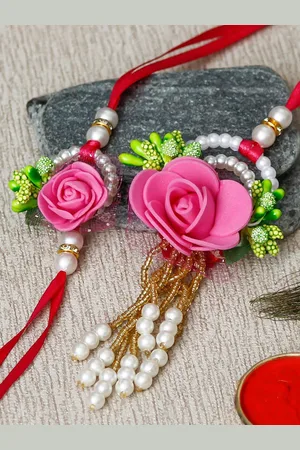 eCraftIndia Pink & Red Rakhi Gift Set