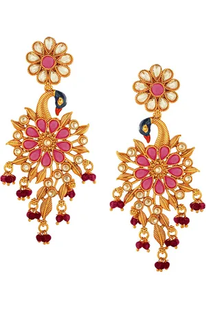 Alamod Gold-Plated Peacock Shaped Drop Earrings