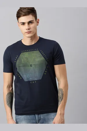 Huetrap Men Navy Blue Printed Round Neck Sustainable T-shirt