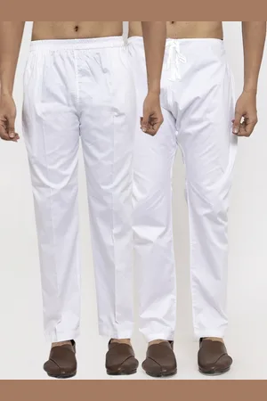 KLOTTHE Men Pack Of 2 White Solid Cotton Pyjamas
