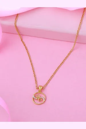 ESTELE Gold-Plated CZ-Studded Pendant With Chain