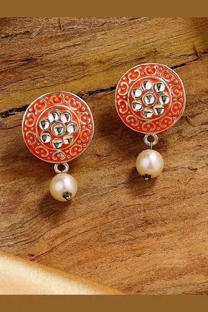 ESTELE Rhodium-Plated Floral Drop Earrings