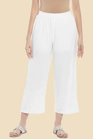 Pantaloons Women White Pure Cotton Culottes Trousers