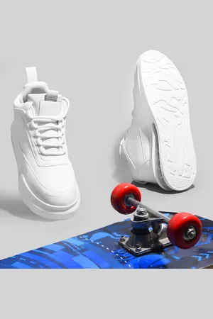 THE WHITE POLE Men Textured Lightweight Memory Foam Lace-Up Sneakers