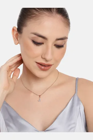 ESTELE Rose Gold-Plated Artifical Stone Studded Contemporary Pendants with Chains