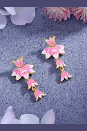 ESTELE Women Gold-Plated Floral Drop Earrings