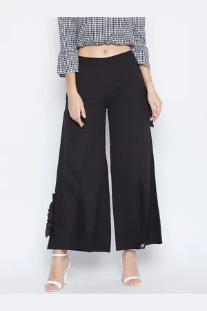 DODO & MOA Women Black Regular Fit Solid Parallel Trousers