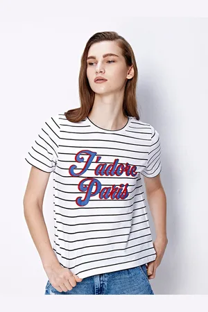 COVER STORY Striped Slim Fit Cotton T-shirt