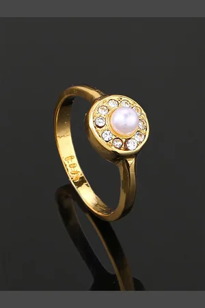 ESTELE Gold Plated Stones & Beaded Finger Ring