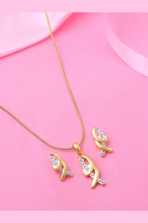 ESTELE Gold Plated Dazzling Necklace Set with Crystals