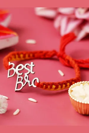 eCraftIndia Best Bro 925 Sterling Silver Rakhi for Brother with Roli Chawal Pack