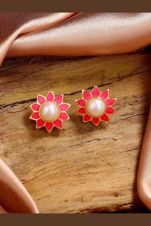 ESTELE Gold-Plated Floral Studs Earrings