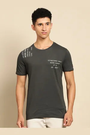 Being Human Men Charcoal Typography Printed Pure Cotton T-shirt