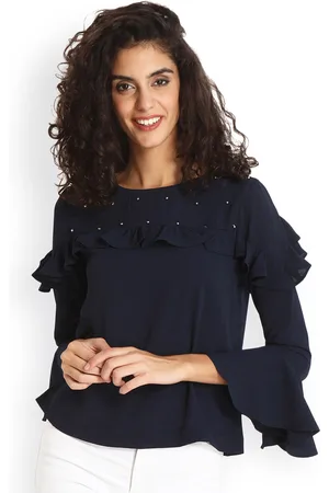 Gipsy Women Navy Blue Solid Top