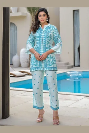 AUTUMN LANE Floral Printed Pure Cotton Top & Trousers Co-Ords