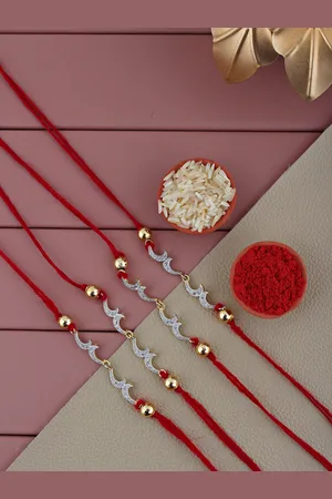 Lucky Jewellery Men Set Of 4 Gold-Plated AD Studded Rakhis