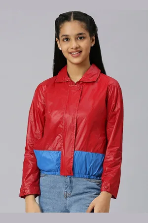 Justice Girls Colourblocked Lightweight Crop Tailored Jacket with Patchwork