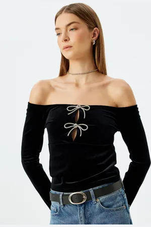 Koton Women V-Neck Cut Outs T-shirt