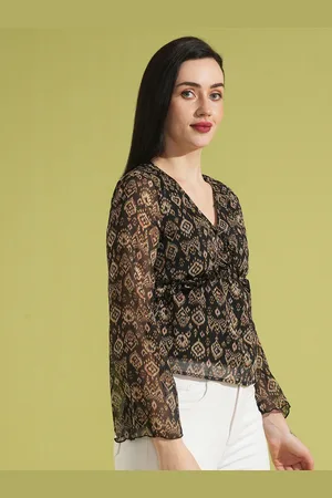 Globus Women Abstract Printed V-Neck Top