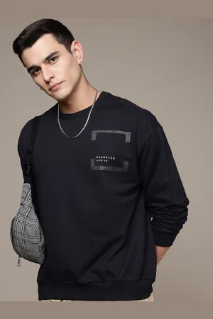 Roadster The Lifestyle Co. Pure Cotton Oversized Sweatshirt with Brand Logo Detail