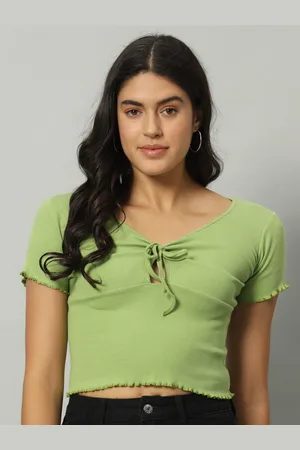 Broowl Tie-Up Neck Georgette Crop Top