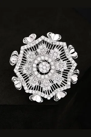 ATIBELLE Silver Plated CZ Stone Studded Finger Ring