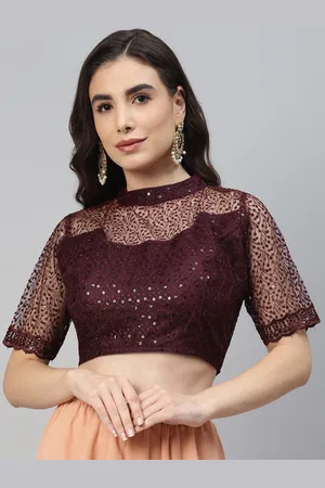 SHOPGARB Women Purple Sequined Padded Saree Blouse