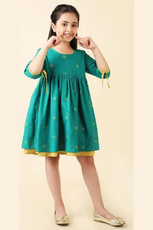 Fabindia Girls Round Neck Cotton Dress