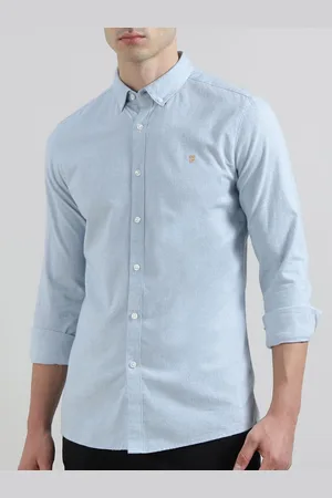 Farah Men Slim Fit Button-Down Collar Solid Cotton Formal Shirt