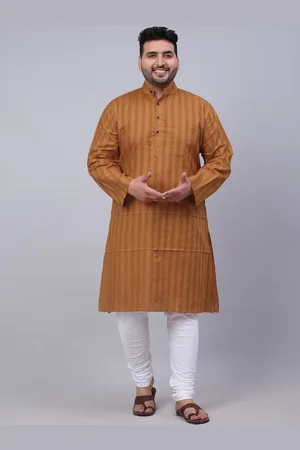 KLOTTHE Men Plus Size Striped Straight Kurta