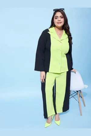 ATHENA Plus Size Shirt Collar Neck Shirt With Flared Trousers